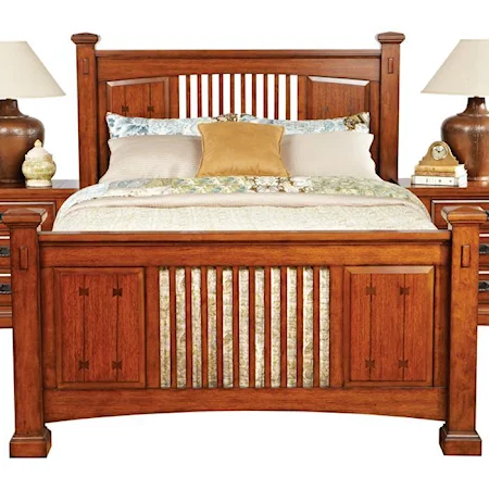 Mission Queen Poster Bed with Wood Slat Detailing